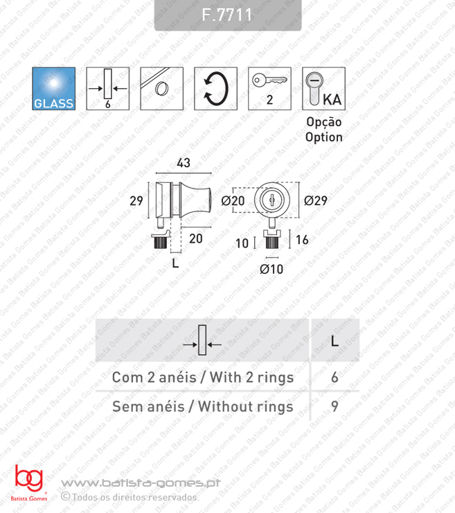 Fechadura com cilindro para mobili�rio - Portas em vidro